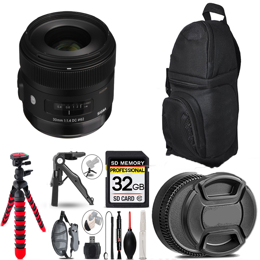 30mm f/1.4 DC HSM Lens Sony A + Tripod + Backpack - 32GB Accessory Bundle *FREE SHIPPING*