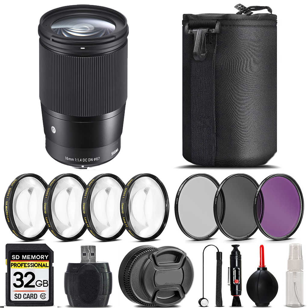 16mm f/1.4 DC DN Contemporary Lens for Sony E+4PC Macro Kit+3 Filter-32GB *FREE SHIPPING*
