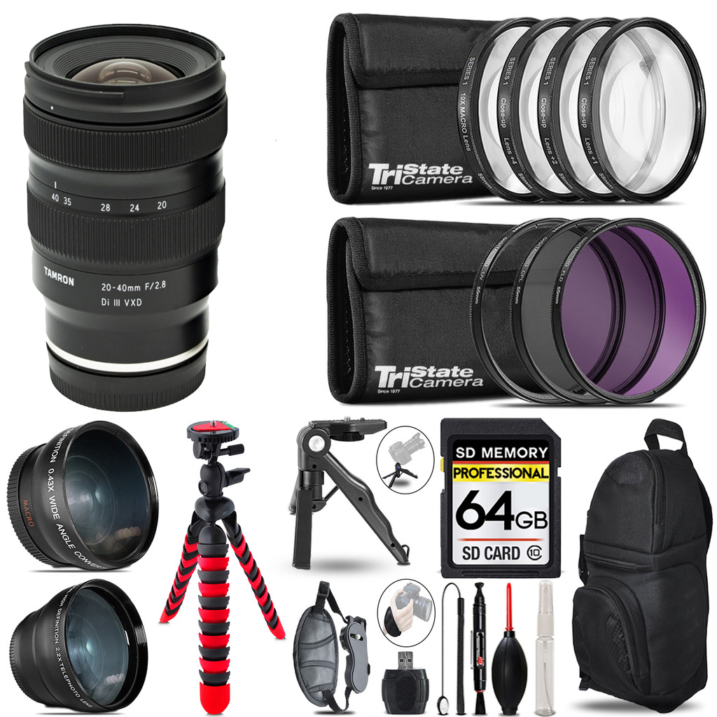 20-40mm f/2.8 Di III VXD Lens for Sony E 3 Lenses+ Tripod +Backpack -64GB *FREE SHIPPING*