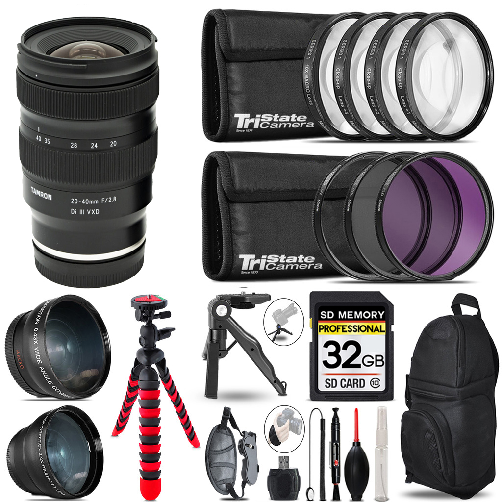 20-40mm f/2.8 Di III VXD Lens for Sony E - 3 Lenses+Tripod+Backpack- 32GB *FREE SHIPPING*