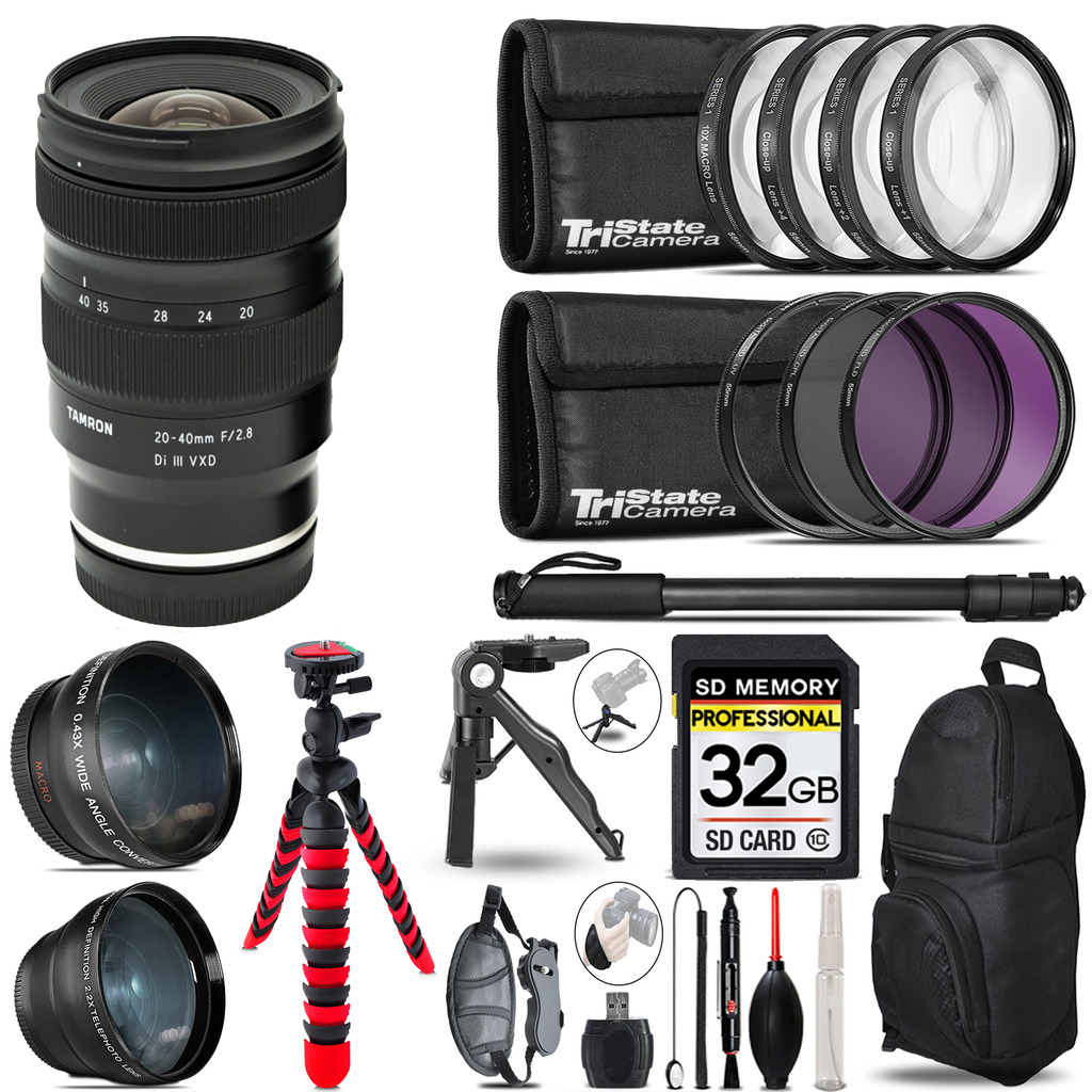 20-40mm f/2.8 Di III VXD Lens for Sony E -3 Lenses+Tripod +Backpack -32GB *FREE SHIPPING*