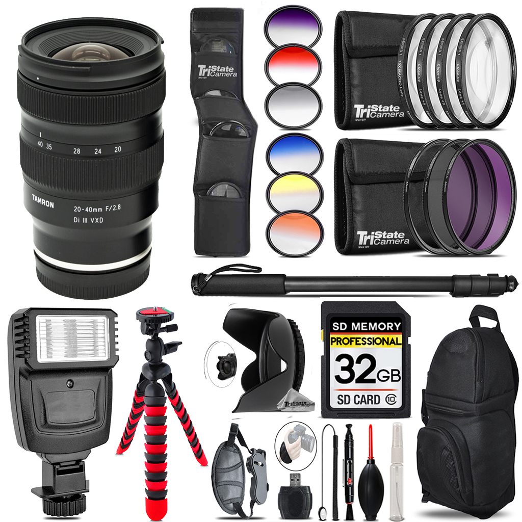 20-40mm f/2.8 Di III VXD Lens for Sony E +Flash+Color Filter Set-32GB Kit *FREE SHIPPING*