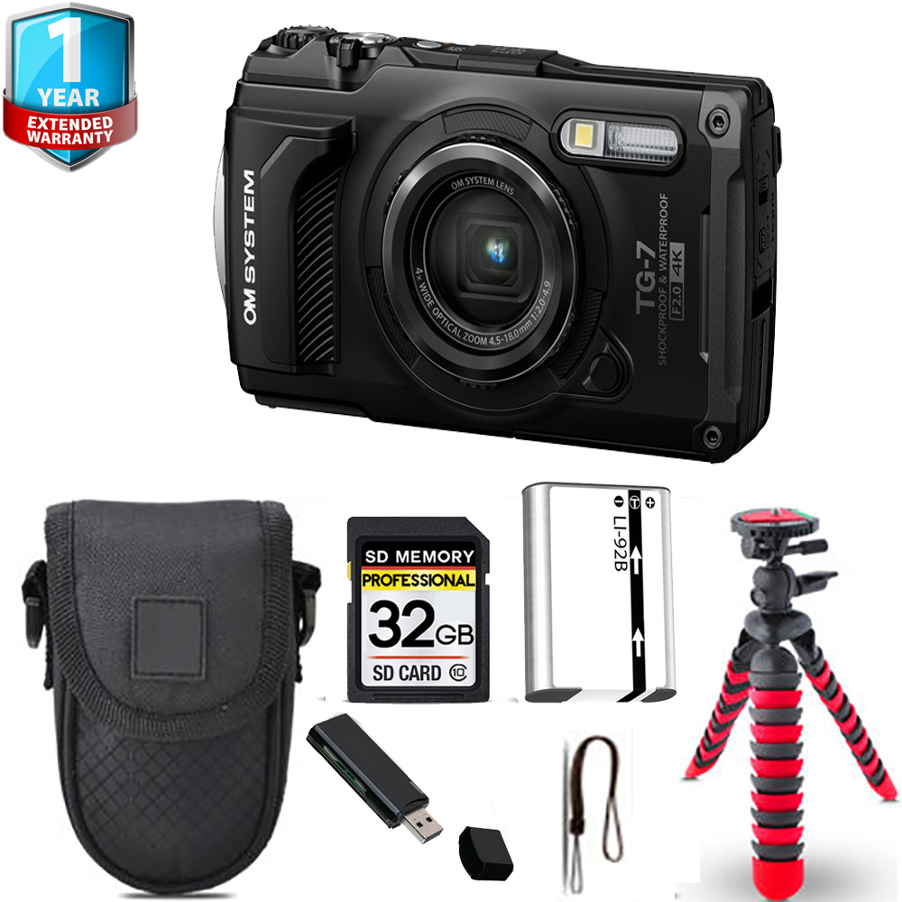 Tough TG-7 Camera (Black) + Spider Tripod + Case+1 Yr Warranty *FREE SHIPPING*