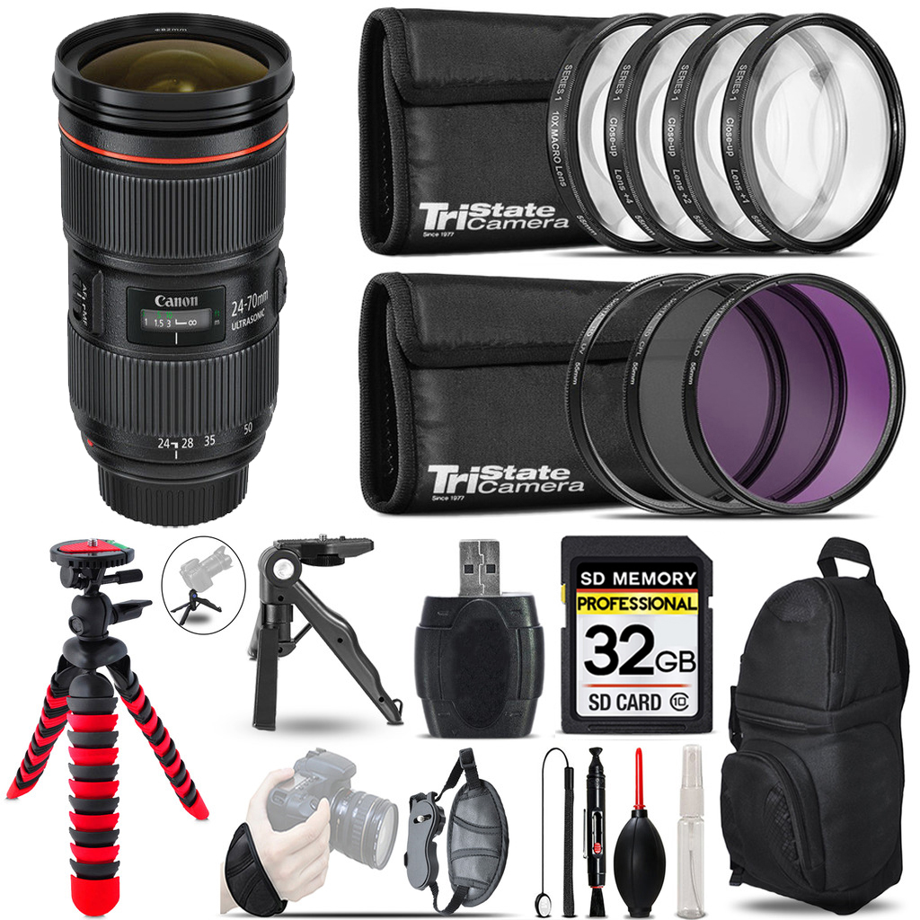 EF 24-70mm f/2.8L II USM Zoom Lens + 17-Piece Macro Pro Kit - 32GB *FREE SHIPPING*