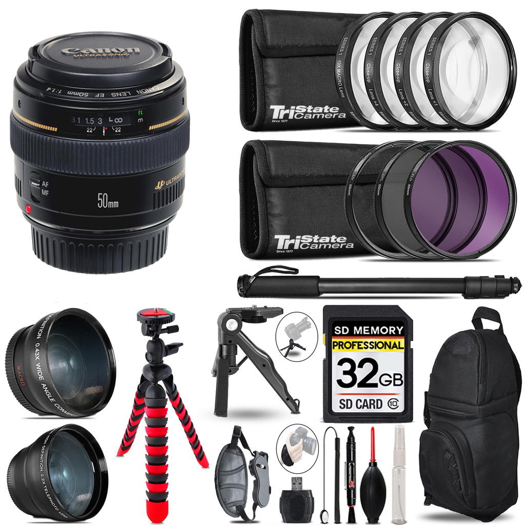 EF 50mm f/1.4 USM Autofocus Lens + 20-Piece Traveler Backpack Set - 32GB *FREE SHIPPING*
