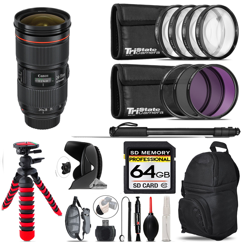 EF 24-70mm f/2.8L II USM Zoom Lens + 18-Piece Filter Deluxe Kit - 64GB *FREE SHIPPING*