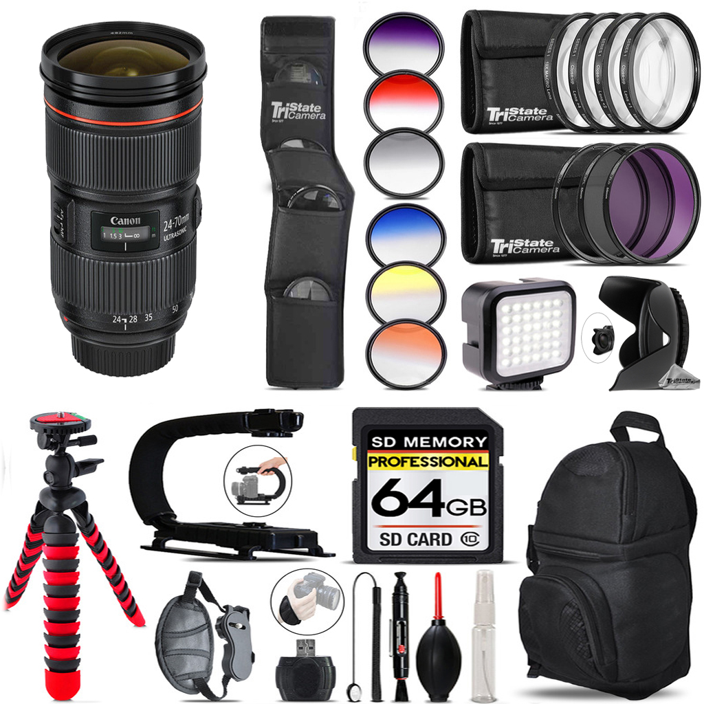 EF 24-70mm f/2.8L II USM Zoom Lens + 25-Piece Director's Bundle - 64GB *FREE SHIPPING*
