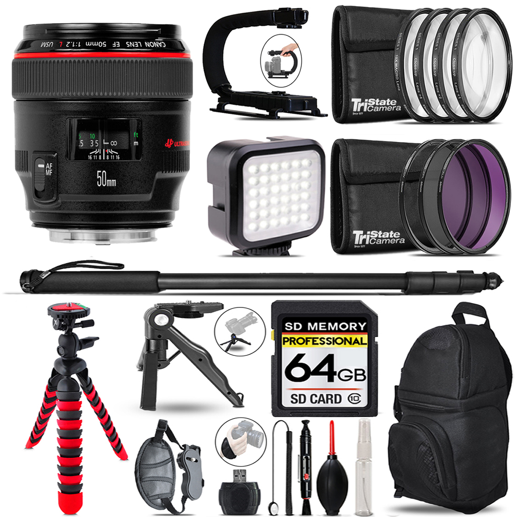 EF 50mm f/1.2L USM Lens + 21-Piece Film Maker Kit - 64GB *FREE SHIPPING*
