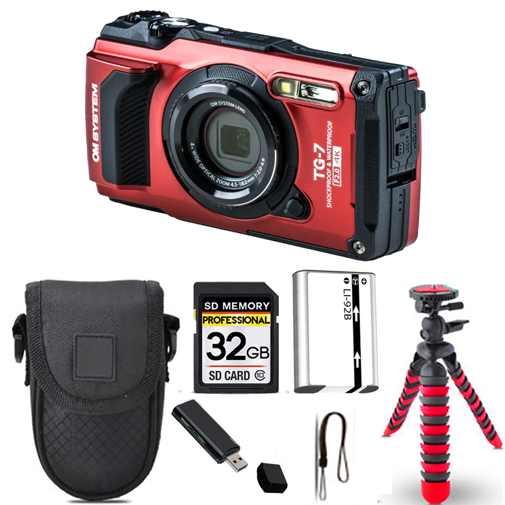 Tough TG-7 Camera (Red) + Spider Tripod + Case - 32GB Kit *FREE SHIPPING*