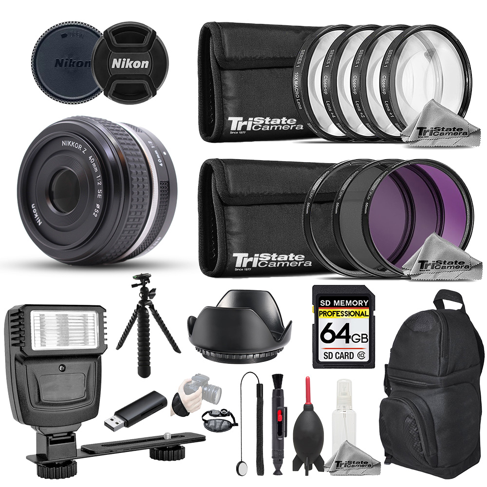NIKKOR Z 40mm f/2 (SE) Lens - 19pc 64GB Pro Bundle *FREE SHIPPING*