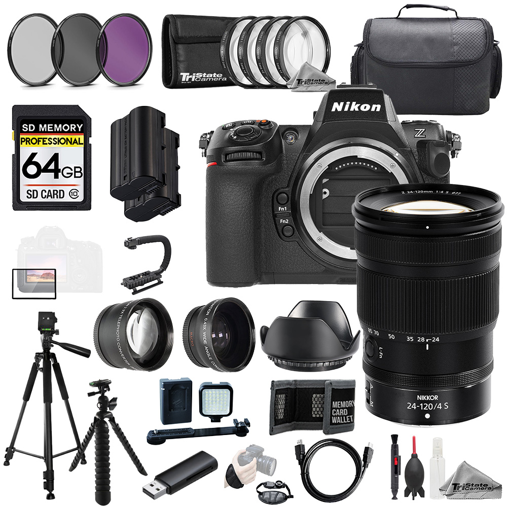Z8 + Z 24-120mm f/4 Lens +64GB +Ext Bat+ 9 PC Filter-MEGA Kit *FREE SHIPPING*