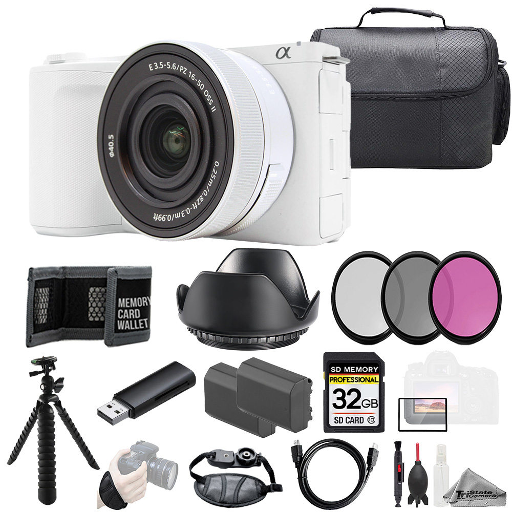 ZV-E10 II with 16-50mm Lens (White) +32GB + Ext Bat+ 3 PC Filter- Kit *FREE SHIPPING*