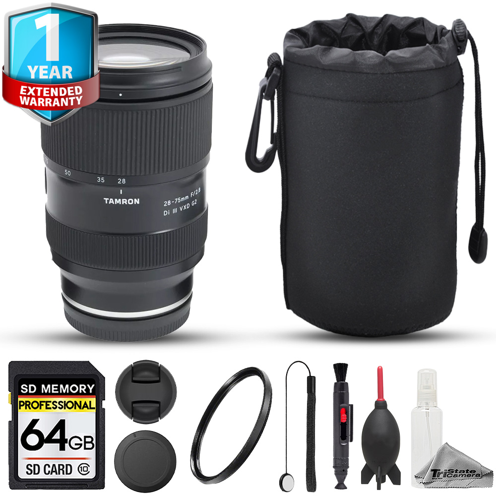 28-75mm f/2.8 Di III VXD G2 Lens - 8pc 64GB Memory Bundle+ 1 Yr Warranty *FREE SHIPPING*
