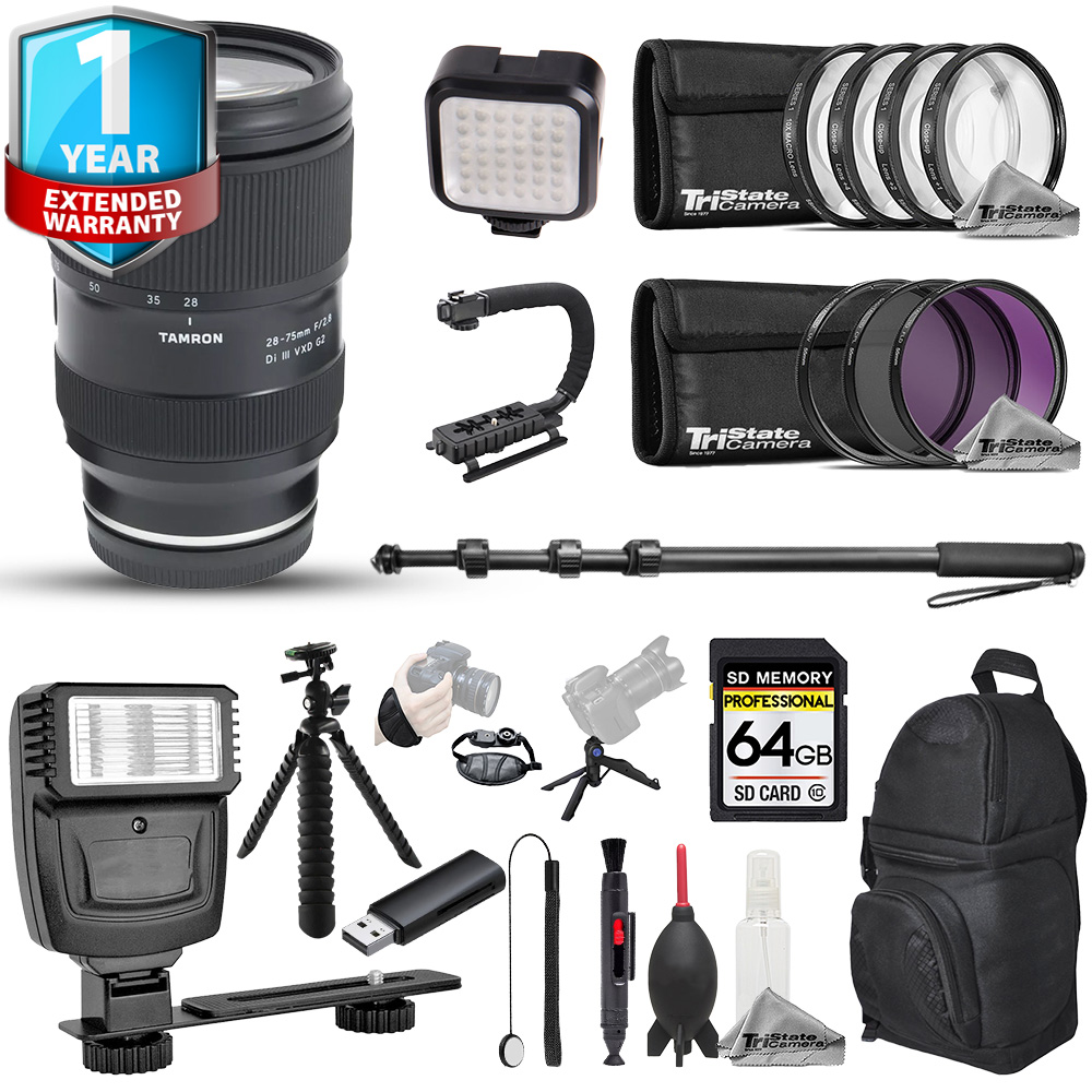 28-75mm f/2.8 Di III VXD G2 Lens - 22pc 64GB Utility Kit+ 1 Yr Warranty *FREE SHIPPING*
