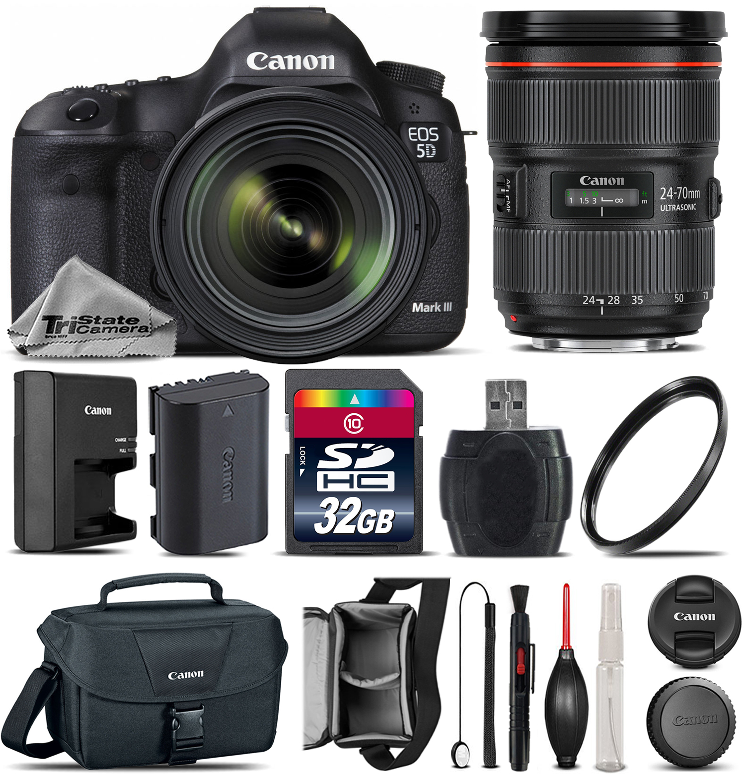 EOS 5D Mark III Full Frame Camera + 24-70mm L USM + Canon Bag - 32GB Kit *FREE SHIPPING*