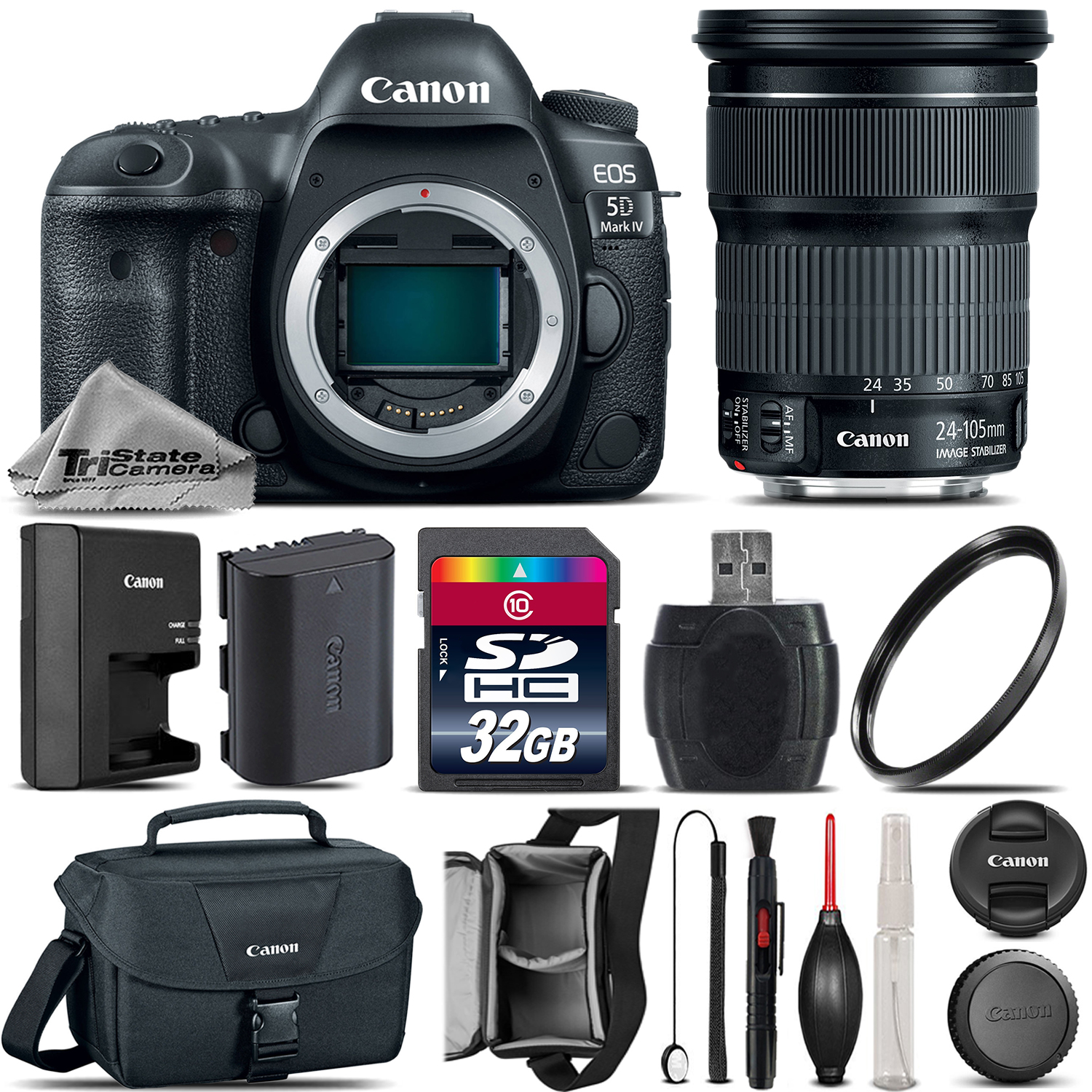 EOS 5D Mark IV Full Frame Camera + 24-105mm IS STM + Canon Bag - 32GB Kit *FREE SHIPPING*