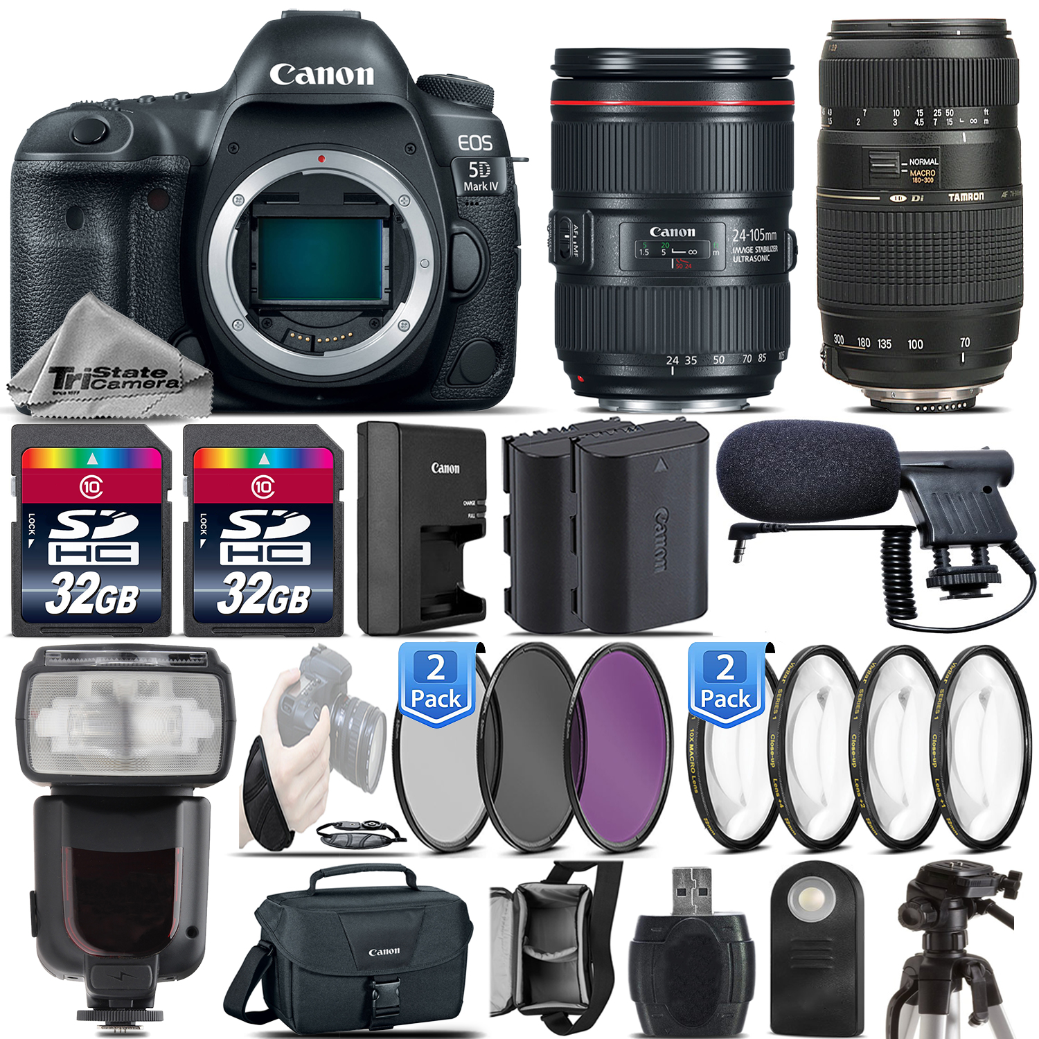 Canon 5D Mark IV DSLR Full Frame 30.4MP Camera + 24-105mm IS II + 70-300mm +64GB *FREE SHIPPING*