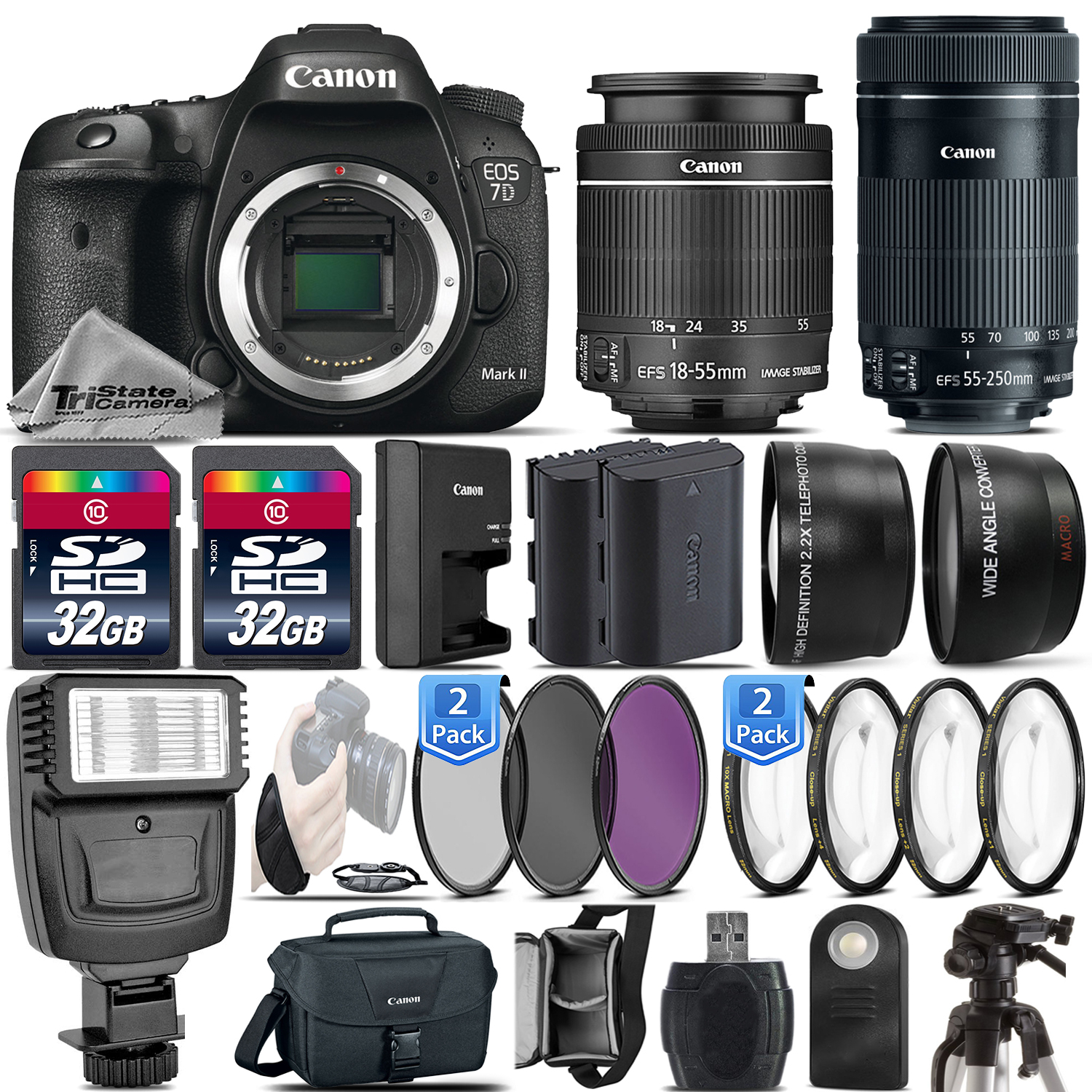 EOS 7D Mark II DSLR Camera + 18-55mm IS STM + 55-250mm IS STM - 64GB Kit *FREE SHIPPING*