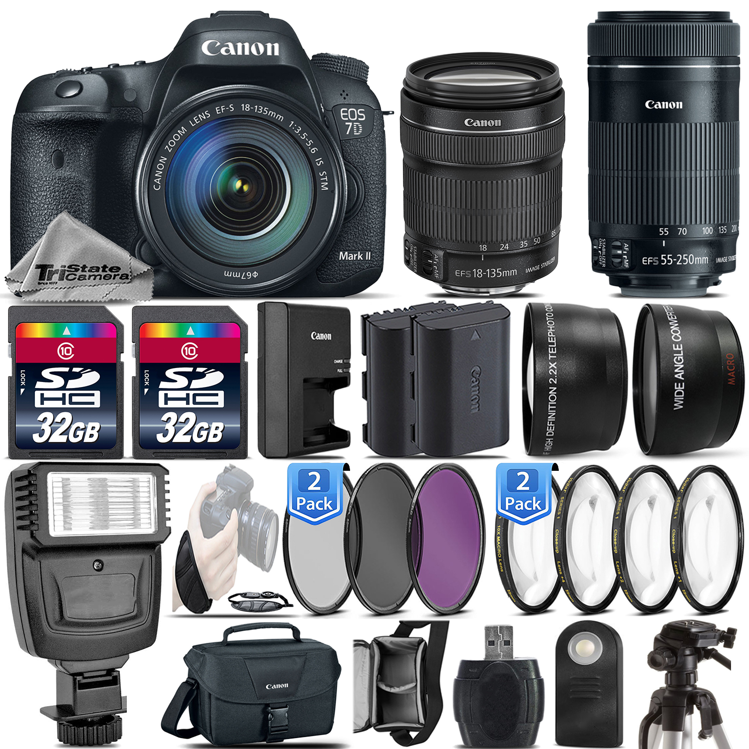 EOS 7D Mark II DSLR Camera + 18-135mm IS STM + 55-250mm IS STM - 64GB Kit *FREE SHIPPING*