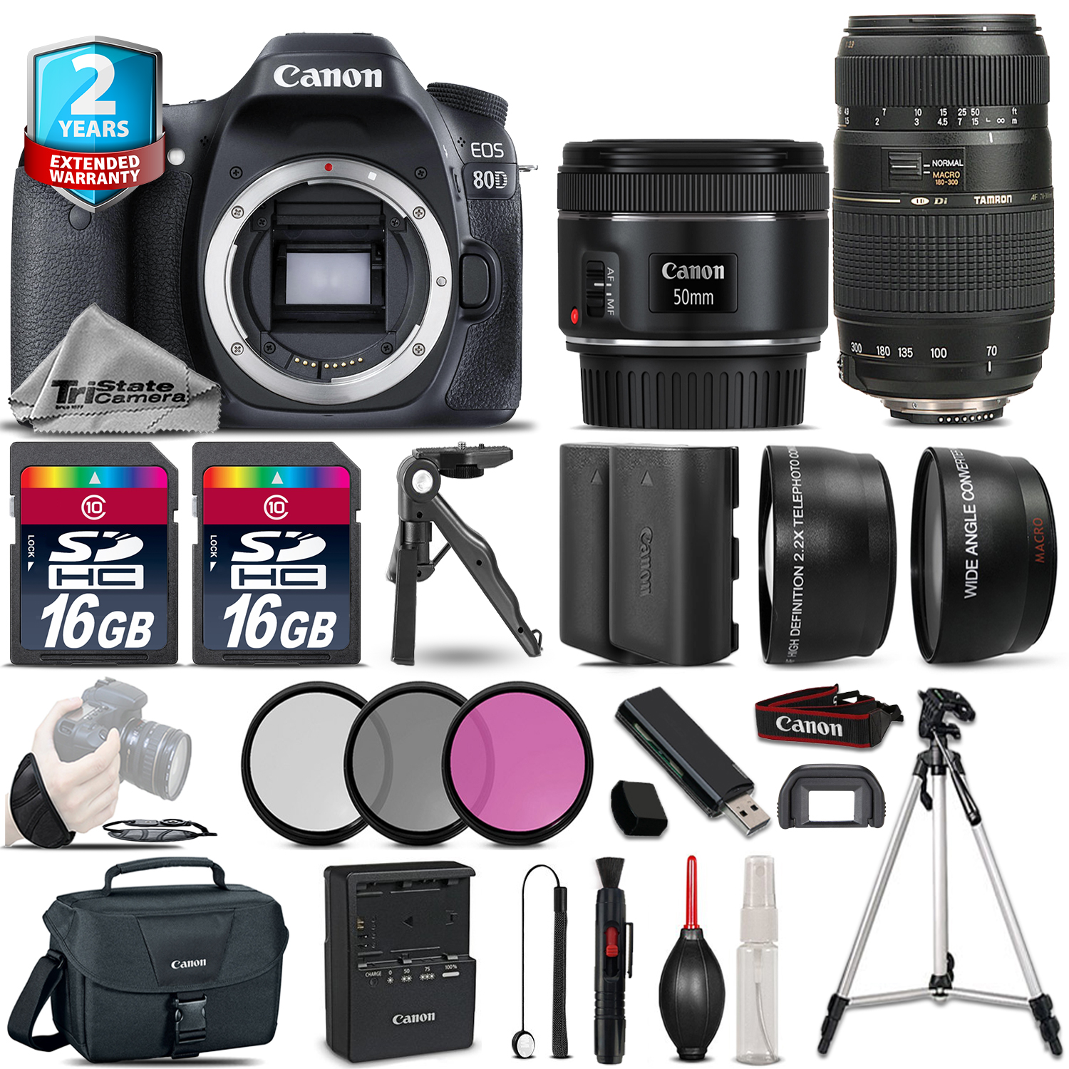 EOS 80D Camera + 50mm 1.8 STM & 70-300mm + Extra Battery + 2yr Warranty *FREE SHIPPING*