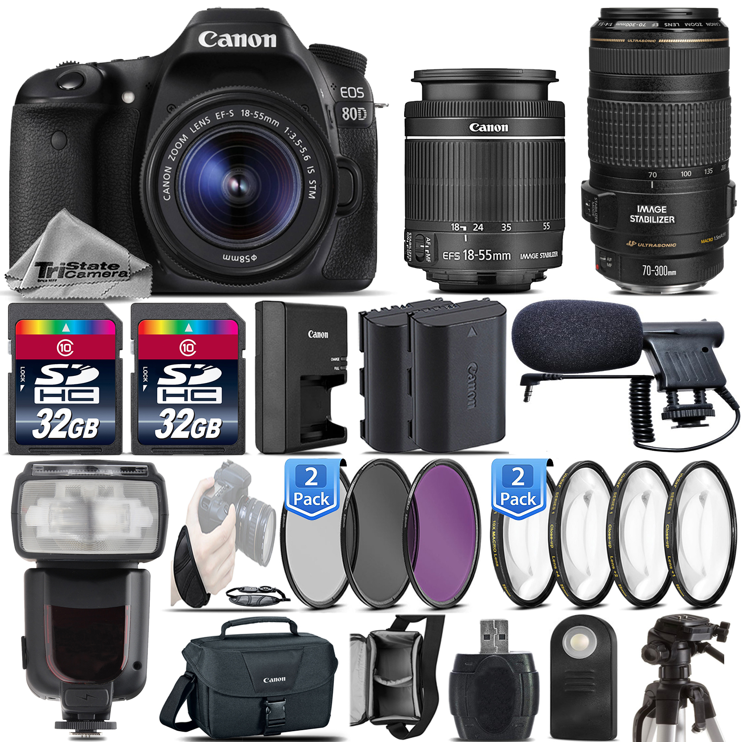 Canon 80D DSLR WiFi NFC DIGIC 6 24.2MP Camera + 18-55mm STM + 70-300mm IS USM *FREE SHIPPING*