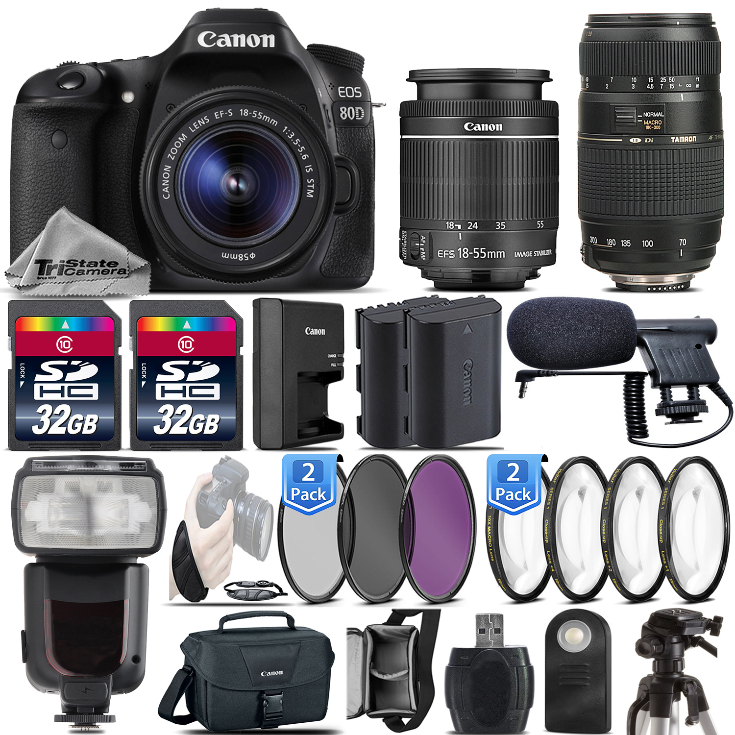 Canon 80D DSLR 24.2MP Camera WiFi NFC DIGIC 6 + 18-55mm IS STM + 70-300mm Lens *FREE SHIPPING*