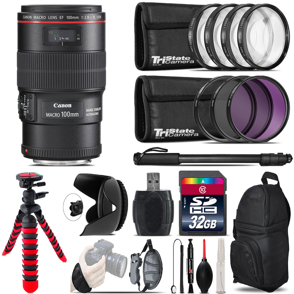Canon EF 100mm f/2.8L IS USM Lens + Macro Filter Kit & More - 32GB Accessory Kit *FREE SHIPPING*