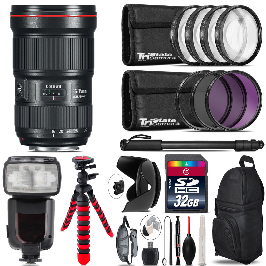 Canon 16-35mm 2.8L III USM Lens + Professional Flash & More - 32GB Accessory Kit *FREE SHIPPING*