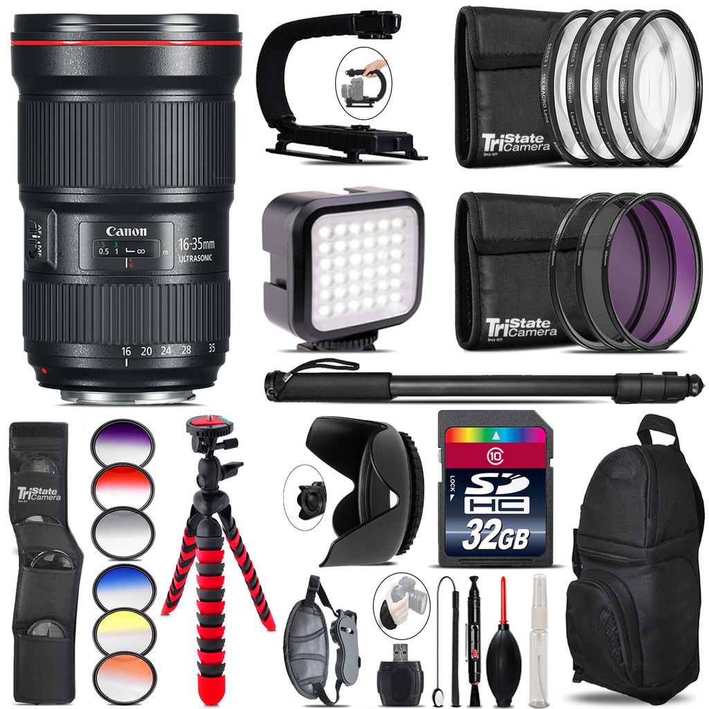 Canon 16-35mm 2.8L III USM Lens - Video Kit + Color Filter - 32GB Accessory Kit *FREE SHIPPING*