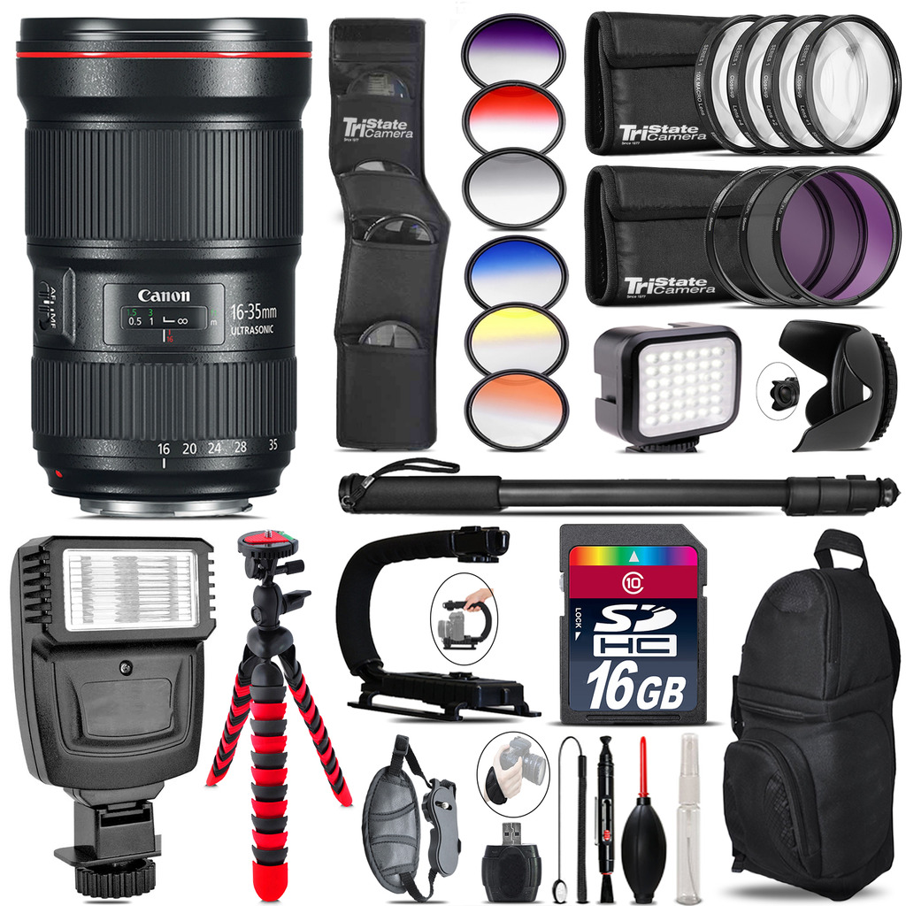 EF 16-35mm 2.8L III USM Lens + Color Set + LED Light - 16GB Accessory Bundle *FREE SHIPPING*