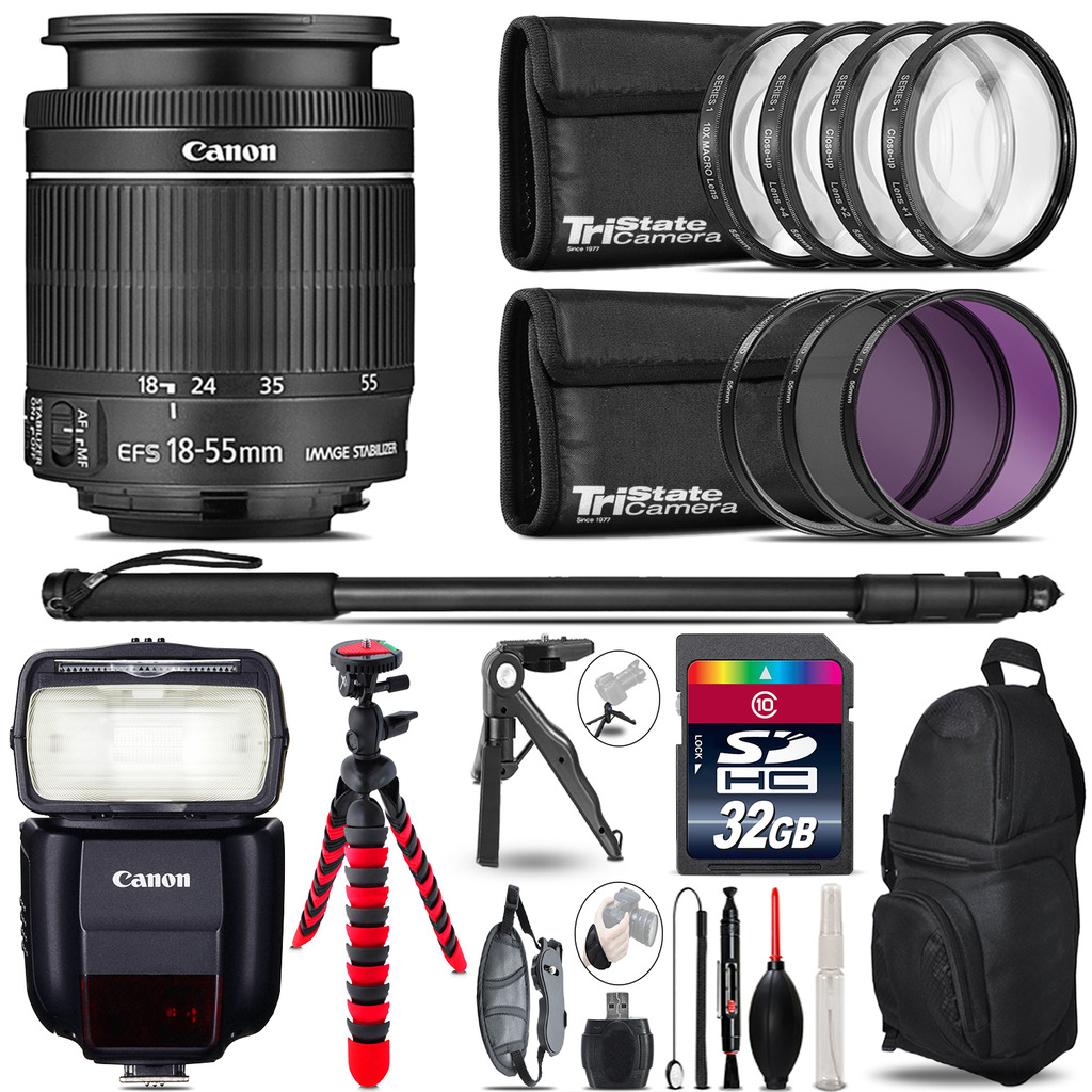 Canon 18-55mm IS STM + Speedlite 430EX III-RT + UV-CPL-FLD - 32GB Accessory Kit *FREE SHIPPING*