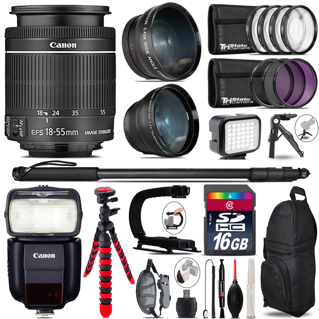 Canon 18-55mm IS STM + Speedlite 430EX III-RT - LED LIGHT - 16GB Accessory Kit *FREE SHIPPING*