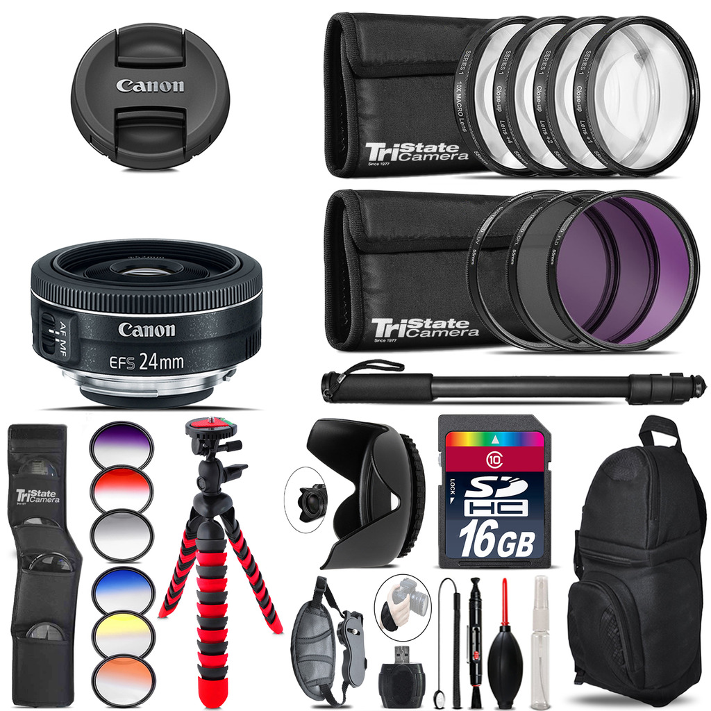 Canon EF-S 24mm f/2.8 STM Lens + Graduated Color Filter - 16GB Accessory Kit *FREE SHIPPING*