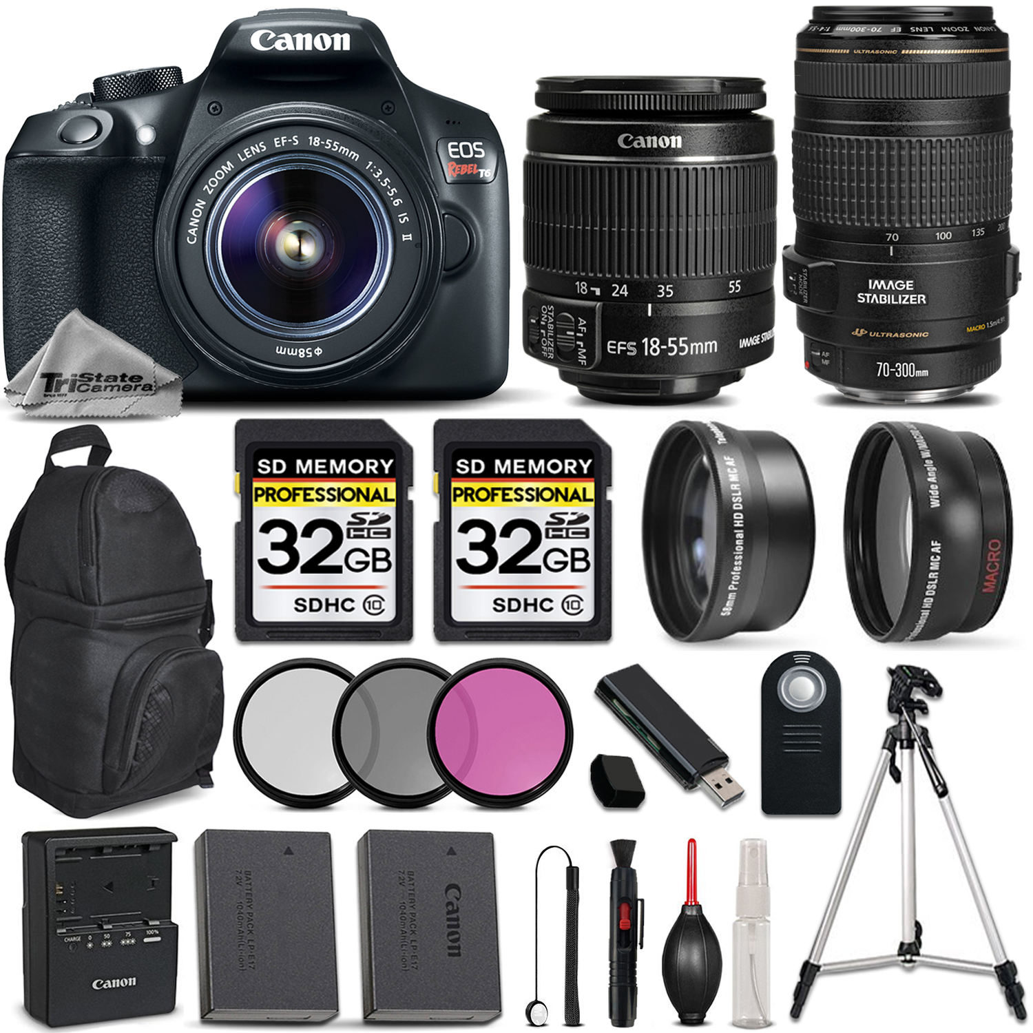 EOS REBEL T6 DSLR Camera with 18-55mm IS Lens + Canon 70-300 USM IS LENS *FREE SHIPPING*