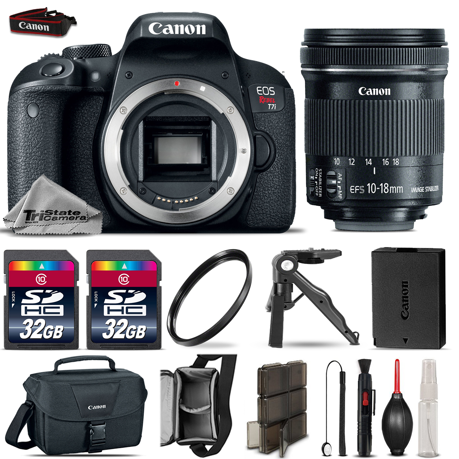 EOS Rebel T7i DSLR Camera 1894C001 + 10-18mm STM + Canon Case - 64GB Kit *FREE SHIPPING*