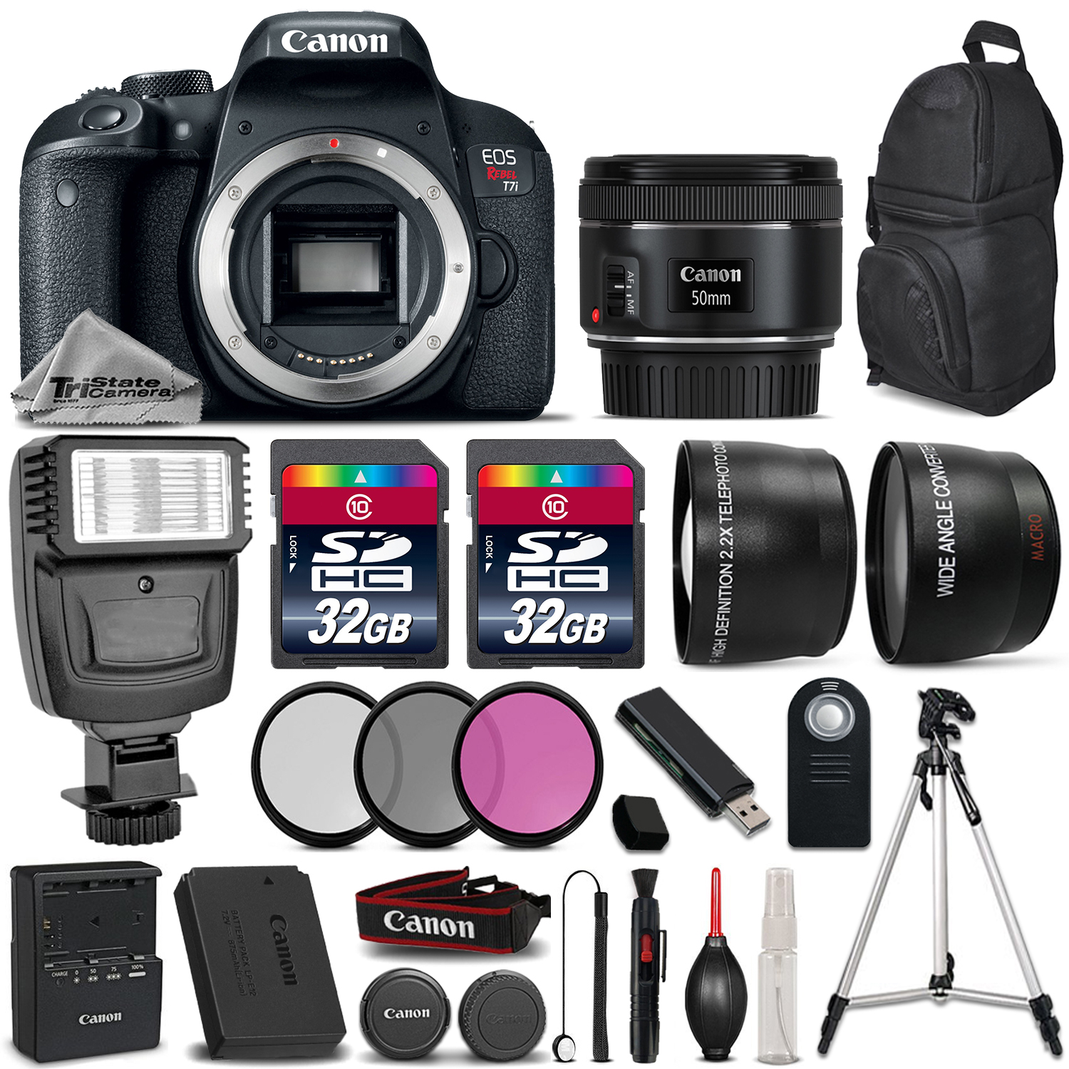 EOS Rebel T7i Camera 800D + 50mm 1.8  + Flash + 64GB + Filter Kit & MORE! *FREE SHIPPING*