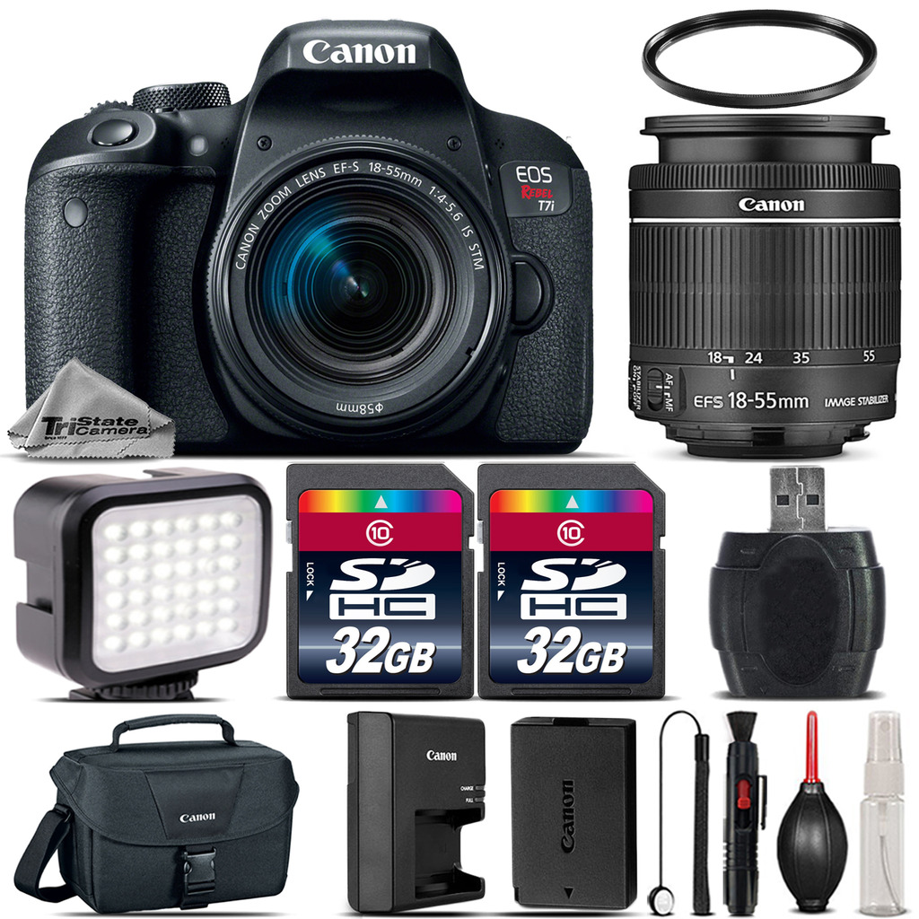 EOS Rebel T7i Camera 800D + 18-55 STM + LED Light + Case & More - 64GB Kit *FREE SHIPPING*
