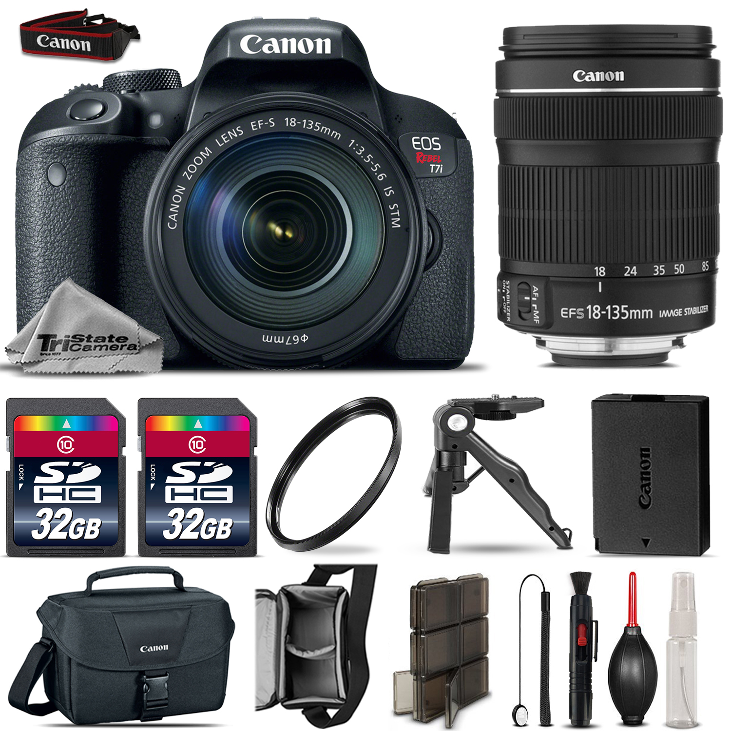 EOS Rebel T7i DSLR Camera  + 18-135mm STM + Canon Case + 64GB Kit & More *FREE SHIPPING*