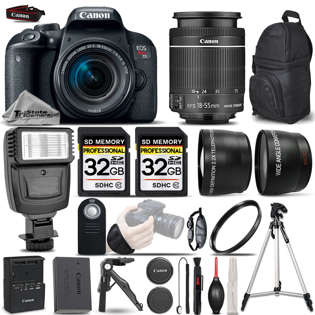 EOS Rebel T7i SLR Camera 800D + 18-55mm IS-3 Lens Kit + Flash+ 64GB &MORE *FREE SHIPPING*