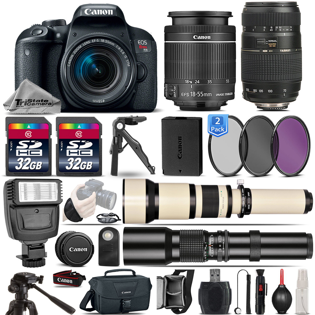 EOS Rebel T7i SLR Camera 800D + 18-55mm + 70-300mm Lens - 64GB Kit Bundle *FREE SHIPPING*