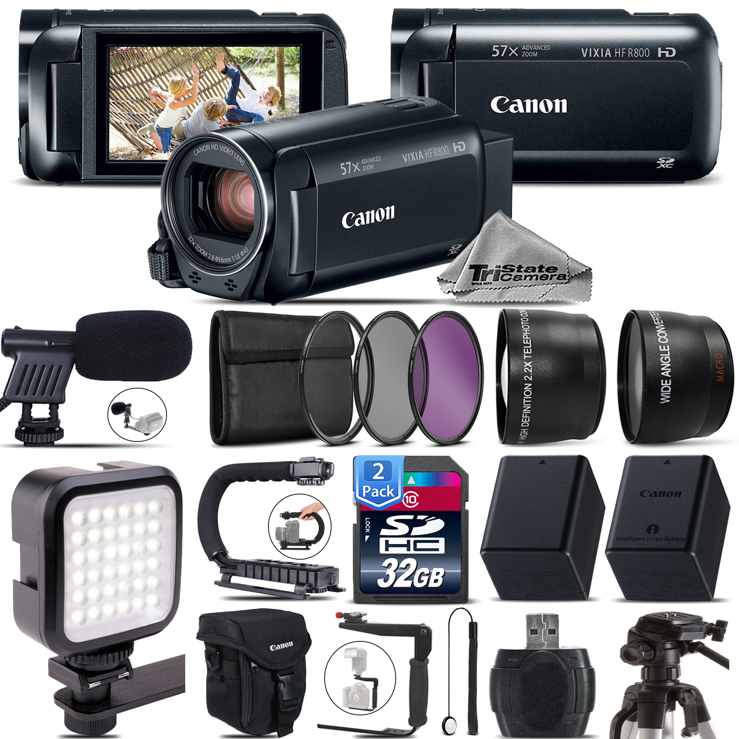VIXIA HF R 800 HFR 800 Camcorder Black + MIC + Filter Kit + LED + 64GB Kit *FREE SHIPPING*