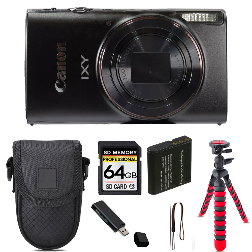 PowerShot ELPH 360 / IXY 650 Camera (Black) + Tripod + Case - 64GB Kit *FREE SHIPPING*