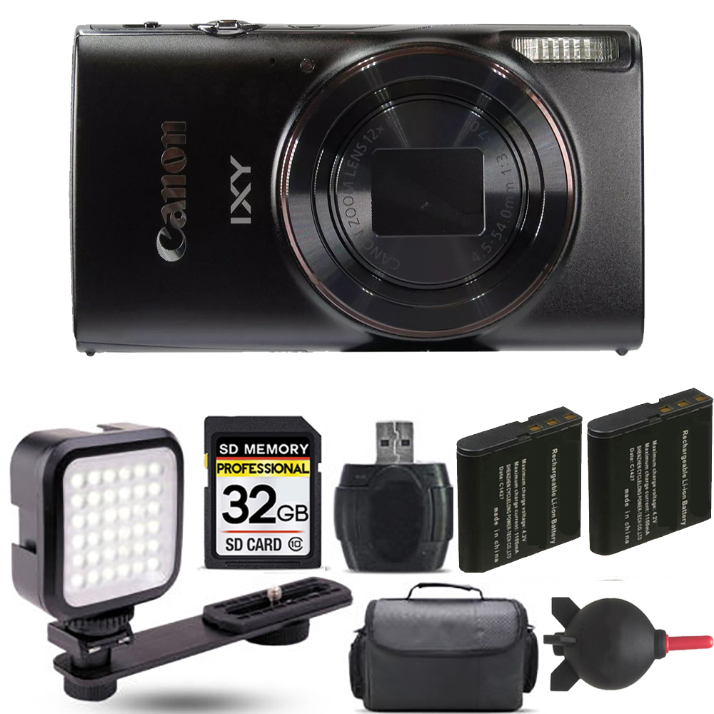 PowerShot ELPH 360 / IXY 650 Camera (Black)+ Extra Battery + LED - 32GB Kit *FREE SHIPPING*