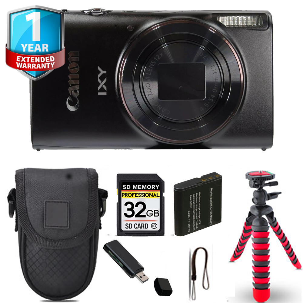 CANON | PowerShot ELPH 360 / IXY 650 Camera (Black) + Tripod CANON | PowerShot ELPH 360 / IXY 650 Camera (Black) + Tripod