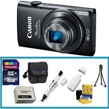 PowerShot Elph 330 HS Digital ELPH Camera - Black • 16GB Memory Card, Lens Cleaning Kit, Camera Case, Pen LCD Screen Cleaner, Table-Top Tripod, Replacement Battery, Card Reader *FREE SHIPPING*