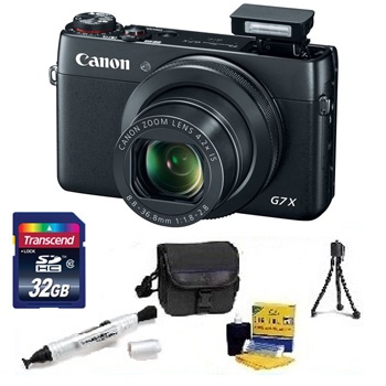 PowerShot G7 X Digital Camera - Black - 32GB Memory Card, Lens Cleaning Kit, Camera Case, Pen LCD Screen Cleaner, Table-Top Tripod - Essential Kit *FREE SHIPPING*