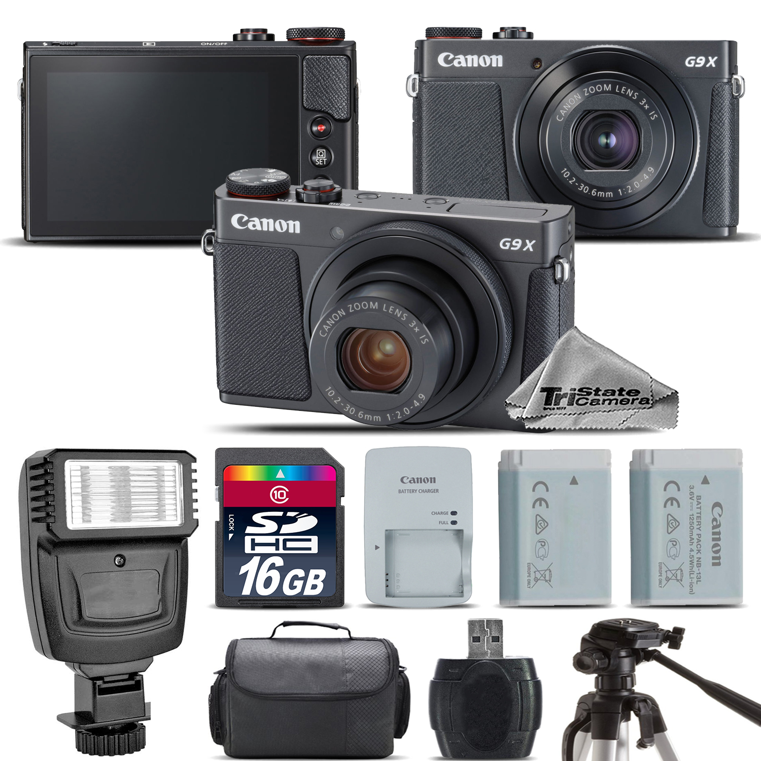 PowerShot G9 X Mark II Digital 20.1MP Camera + EXT BAT + Flash - 16GB Kit *FREE SHIPPING*