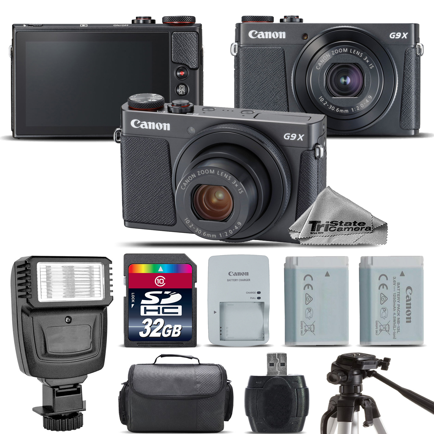 PowerShot G9 X Mark II Digital 20.1MP Camera + EXT BAT + Flash - 32GB Kit *FREE SHIPPING*