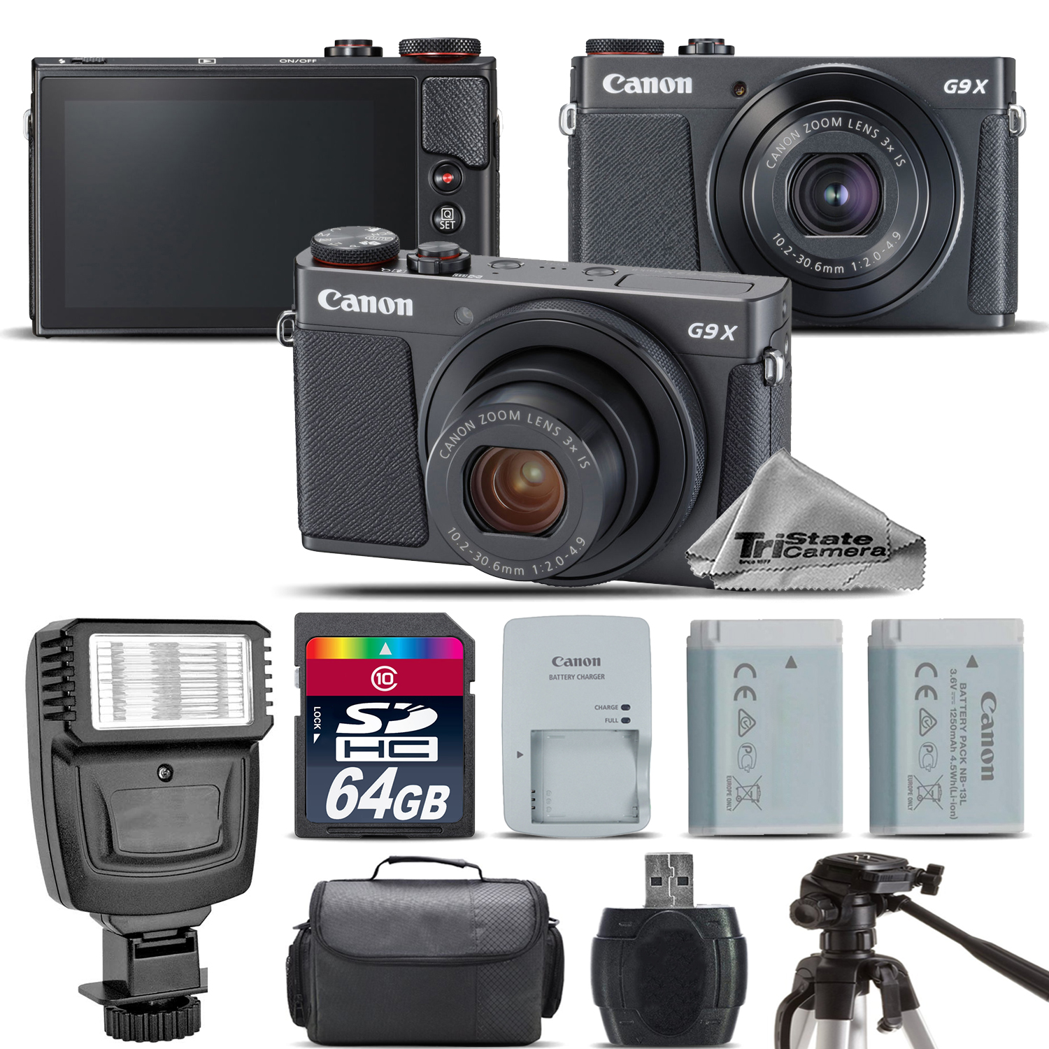 PowerShot G9 X Mark II Digital 20.1MP Camera + EXT BAT + Flash - 64GB Kit *FREE SHIPPING*