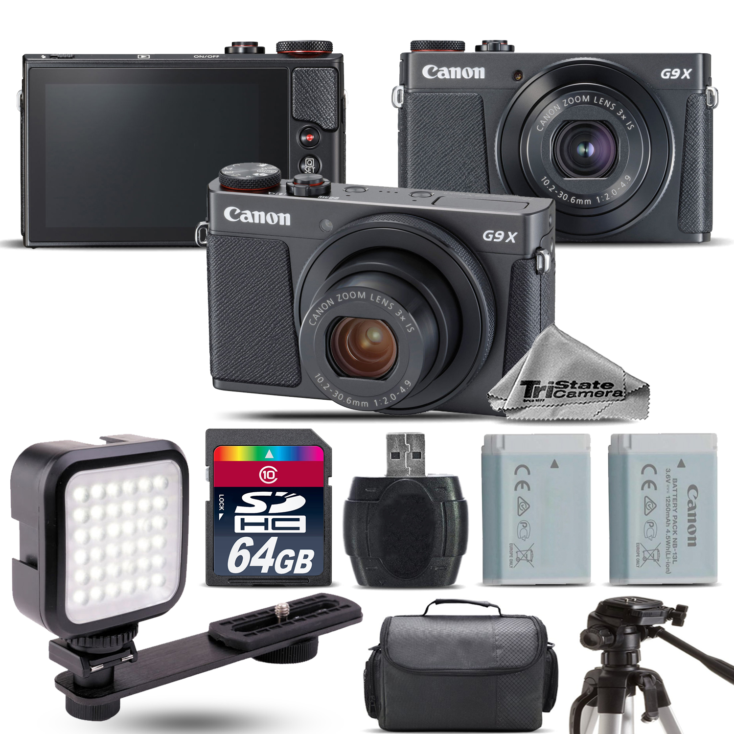 PowerShot G9 X Mark II Digital 20.1MP Camera + EXT BAT + LED - 64GB Kit *FREE SHIPPING*